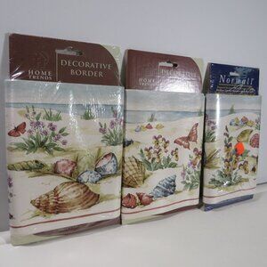 Seashells (Warm Colors) with pansies at the beach Wallpaper border (3) Rolls